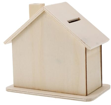 ifundom 5stücke Unbemaltes Sparhaus Holzhäuser Zum Basteln Holzsparhaus Unfertige Spardose Holzspardose Handgefertigtes Sparschwein Aus Holz Spardose in Hausform DIY-holzhandwerk
