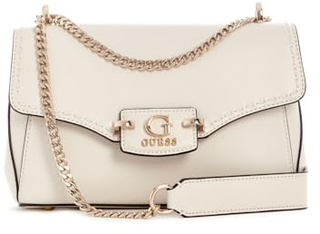 GUESS Nastra Convertible Xbody Flap Bag Cream White