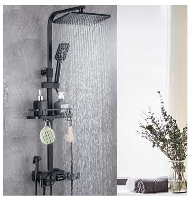 WRJAHCG Réglable en Hauteur Mitigeur Douche,Colonne De Douche Thermostatique avec Affichage De La Température,Mitigeur Baignoire Ensemble De Douche