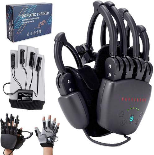 Recargable Guantes de rehabilitación robótica para hemiplejía, guantes de tratamiento para pacientes con ictus, aparato de fisioterapia para rehabilitación de la rigidez de la mano (Right hand-L)