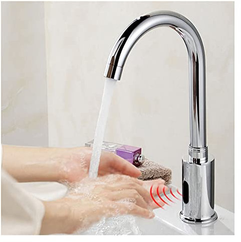 360° Rotatable Touchless Kitchen Faucet with Infrared Sensor Electric Sink Mixer Hot & Cold Water Plug/Battery Powered Automatic Tap for Home Use