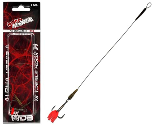 Wild Devil Baits Wire Leader Treble Hook Stahlvorfach mit Drilling 50cm 15kg 7x7 Raubfisch Vorfach