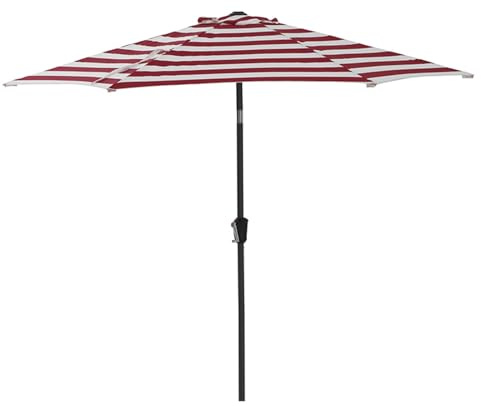 NOIRDA Parasol De Marché pour Table D'extérieur, Grand Parasol De Jardin, Inclinable Et Manivelle, Protection UV, Rayé, 265 X 265 Cm(Red)
