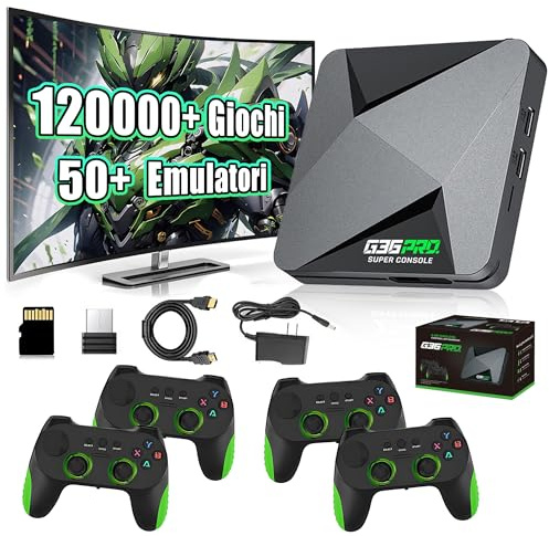 G36 Pro Console per videogiochi retrò,120000+ giochi,50+ emulatori,console EmuELEC 4.3+Android 9.0 con doppio sistema,con 4 controller wireless a 2,4 GHz,console per videogiochi HD plug&play (256G)