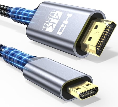 Micro HDMI till HDMI-Kabel 1m, 4K @ 60 Hz, Micro HDMI 2.0-kabel med Ethernet, 3D, HDR, ARC, kompatibel med Raspberry Pi 5/4, GoPro Hero 8/7/6/5, Sony, bildskärm, bärbara datorer
