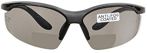 voltX 'CONSTRUCTOR' (AHUMADO/GRIS dioptría +2.5) Gafas de Seguridad de Lectura BIFOCALES + CE EN166F / Gafas para Ciclismo incluye cuerda de seguridad - Bifocal Safety Glasses