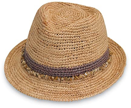 Wallaroo Hat Company – Women’s Tahiti Trilby Fedora – Natural Fiber, Short Brim with Adjustable Sizing for Medium Crown Sizes – Trendy and Chic Sun Hat for Casual All-Season Sun Protection (Taupe)