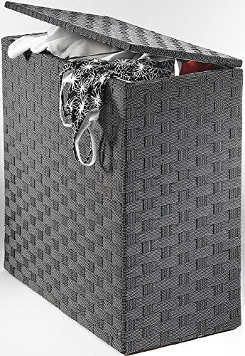 Kobolo Wäschesammler Wäschesortierer - Nylon - weiß schwarz - 125L - 2 Fächer