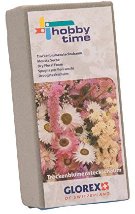 GLOREX 6 3804 720 - Steckschaum für Trockenblumen, Steckmasse für Blumengestecke und Dekorationen, ca. 23 x 11 x 7,5 cm groß, grau