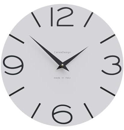 CalleaDesign Wanduhr Smile – Handgefertigt in Italien, Leise, Modernes Design, 30 cm – Elegantes Holz, Deutsches Uhrwerk – Farbe Weiß