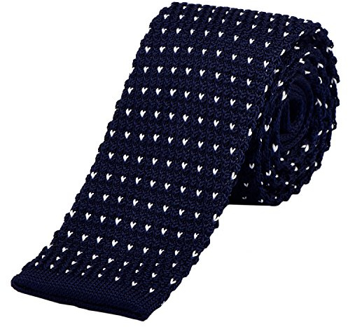 DonDon corbata de punto estrecha de color - azul marino oscuro punteado