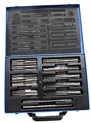 56 Teiliges SDS Hammerbohrer Set Metallkoffer Steinbohrer Betonbohrer HM-Bohrer