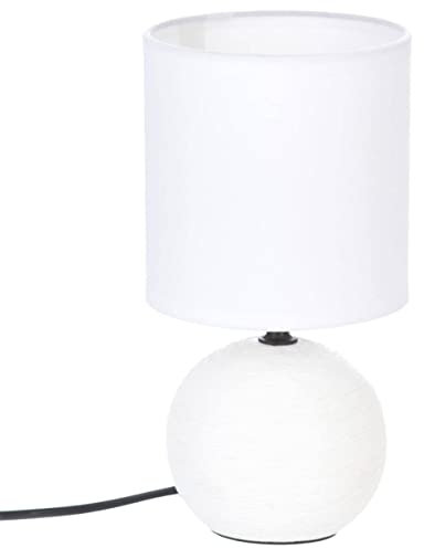 Atmosphera - Lampe Timeo blanche striée - céramique H25 cm