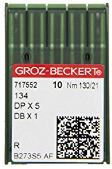 Groz-Beckert 10er Packung Nähnadeln 134 mit Rundkolben und Rundspitze für Industrienähmaschinen (Nm. 130/21)