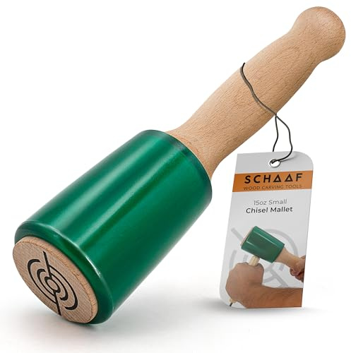 Precision Wood Carving Mallet 15oz for Woodworking, Comfortable Wooden Handle Reduces Hand Fatigue, Non-Marring Urethane Head Protects Tools, Chisel Hammer from Schaaf Tools