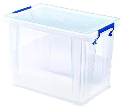 Bankers Box Prostore scatola porta oggetti in plastica con coperchio, 18,5 litri, impilabile, scatole per armadio super resistenti, dimensioni 28x32x20 cm, contenitori plastica trasparente, 1 unità