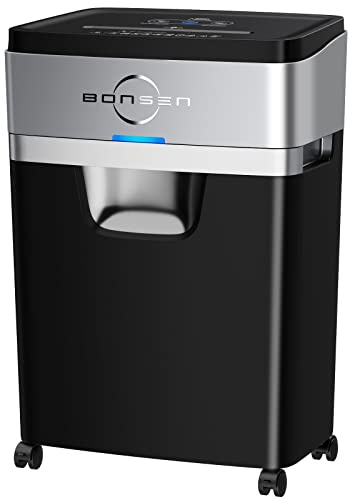 BONSEN Paper Shredder, 20-Sheet 60 Mins Nonstop Heavy Duty Paper Shredder for Office, 60dB Ultra Quiet Cross-Cut Shredder with 6.6 Gals Basket, Anti-Jam CD and Credit Shredder for Home Office (S3104)