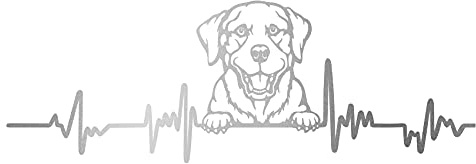 Aufkleber Herzschlag Tiere Breite 27cm Lifeline Heartbeat Deko Sticker Selbstklebend für Auto Kühlschrank Laptop Autoaufkleber K150 (Silber, 18 Labrador)