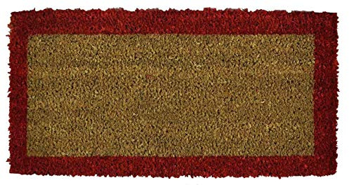 CASA TESSILE Bordo zerbino scalino in cocco 25x50 cm. Fondo Antiscivolo, Bordo Classico ed Elegante - ROSSO