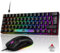 Wired Gaming Keyboard and Mouse Set, 60% Percent Light Up Mechanical Keyboard with Optical Linear Red Switch UK Layout+Ultra Lightweight 6400 DPI RGB Gaming Mouse+Mouse Mat for PC/Mac, Black