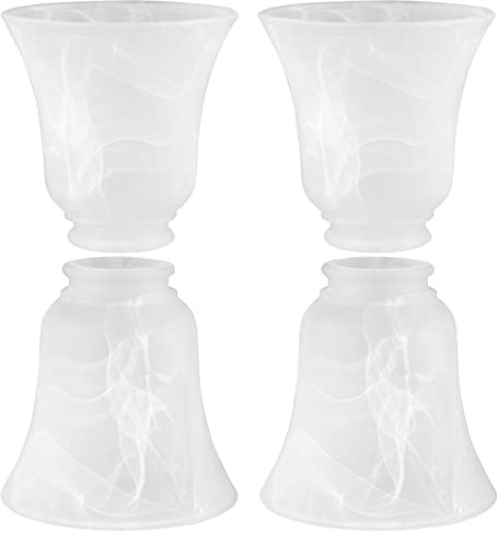 Skelang 4 Pcs Ceiling Fan Light Shade, Lip Lamp shade, Bell Shape Light Fixture Globes Replacement, Alabaste