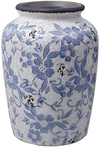 Vintage-Vase aus Porzellan, Blumenvase, Keramik, für Zuhause, Weihnachtsdekoration, rustikal, Blau und Weiß