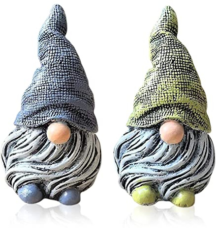 Trädgårdsprydnader, älvträdgård, tomtenn, prydnad, harts, tomte, staty, trädgård, tomter, staty, vattentät, trädgård, gonk för utomhus, gård, dekor, 2 st. grön blå