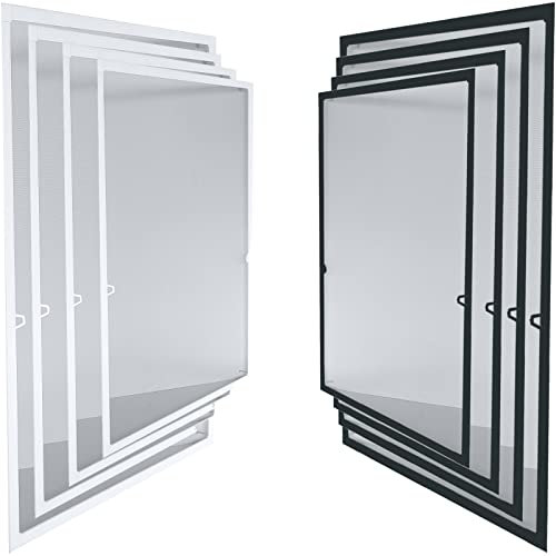 Grafner Fliegenschutzgitter für Fenster, mit Alurahmen, 120 x 140 cm, ohne Bohren oder Schrauben, individuell zuschneidbar, slim Fliegengitter Fliegenschutz Insektenschutz Moskitonetz Anthrazit