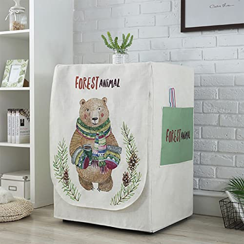Housse de Lave-Linge/Protection de Lave-Linge à Chargement Frontal pour Lave-Linge à Chargement Frontal-Protection Solaire, Grand Ours Blanc, épaisseur 65 * Largeur 60 Hauteur 85 cm