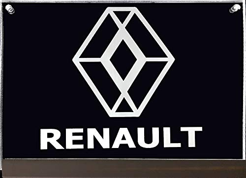 LED Schild kompatibel mit Renault - Logo, 20x15 cm ✓ Ideale Geschenkidee ✓ Lasergraviertes edles Leuchtschild als Truck-Accessoire | Beleuchtetes Raute Logo-Schild für den 12V/24V-Anschluss