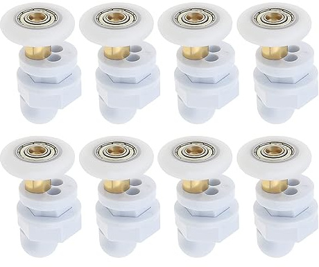 YINETTECH Lot de 8 roulettes de rechange ultra silencieuses pour porte de douche de 25 mm de diamètre, convient pour portes en verre de 4 à 6 mm, style moderne, blanc