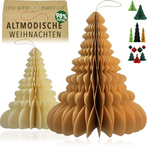 Premium Wiederverwendbare Weihnachtsdeko - Tischdeko Weihnachten/Deko Weihnachten - Papier Weihnachtsbaum Deko - Weihnachtsdeko Innen, Weihnachtsdeko Tisch (Stil 3 (braun))
