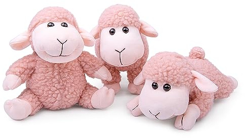 lilizzhoumax Schaf Kuscheltier 3tlg, Kawaii Schaf Plüschtier (Sitzen, Stehen, Knien), Grau Schaf Kuscheltier Plüschspie, Geschenk für Kinder