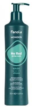 Fanola Wonder No Red Toning Hair Mask for Color Treated Hair - Green Toner for Brunettes to Remove Red Tones - Vegan Hydrating Treatment for Natural & Dyed Shades - Neutralizing & Detangling (12.3 oz)