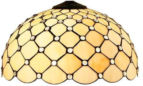 BOTOWI Tiffany Glasmalerei Lampenschirm Ersatz nur W16H8 Zoll Kristall Birne Perle Lampenschirm Beige Klarglas Perle Lichtabdeckung für Tischlampen Flur Lampe Pendelleuchte Hängelampe Deckenleuchte