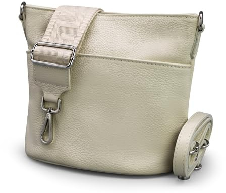 Adel Bags LINA Damen Umhängetasche Echtleder Handgefertigt Crossbody Bag | Damen Schultertasche mit Ledergurt & wahlweise gemustertem Riemen, Echtes Leder, 4 Fächer, Made in Italy