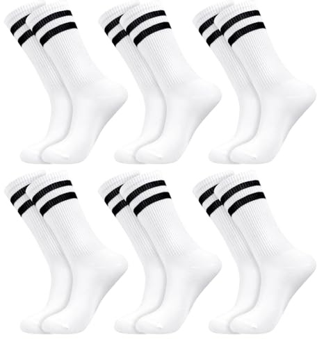 PROPOG Sneaker Socken Damen Herren 6 Paar Weiße Tennissocken Sportsocken Damen Atmungsaktiv Baumwollsocken Lange Sneakersocken Arbeitssocken Laufsocken Unisex 35-38 39-42 43-46