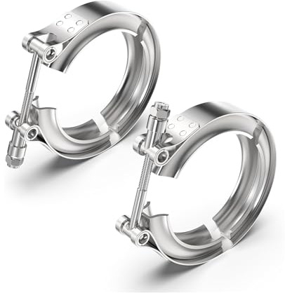 Krtopo 2PCS V Band Klemme, Edelstahl V-Band Bolzen Klemme mit Flachem Flansch für Auspuffrohre, Schalldämpfer Enden verbinden (2 Zoll 50mm)