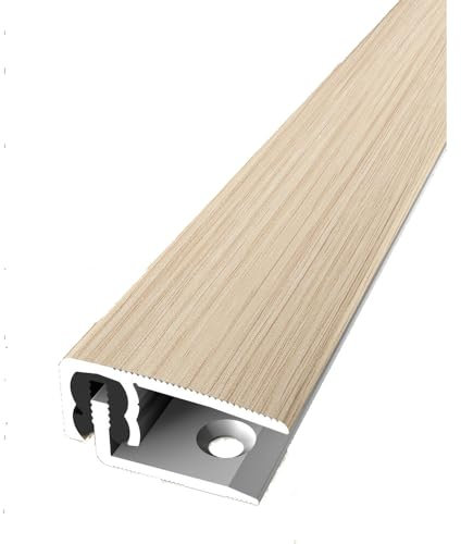 PROVISTON Profilo di finitura, bilanciamento del parquet, larghezza: 30 mm, bilanciamento dell'altezza: 7 – 18 mm, lunghezza: 900 mm, profilo in alluminio, rovere bianco calcare, 1 pezzo