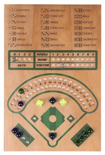 WodGod Baseball Board Game,Baseball Dice Board Game,Solid Wood,12 Colourful Beads and Dice,Manual Included,Portable,Perfect for Home Party,Family Night and Road Trip (Rectangular)