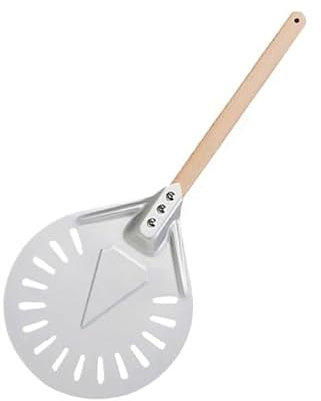 YUCHUANGYE Pizzaschaufel 12/14 Zoll Pizzaschaufel aus perforiertem Aluminium mit abnehmbarem Griff, antihaftbeschichteter Backschaufel, Spachtel, Wender, Zubehör Pizzaschieber(9 inch Round)