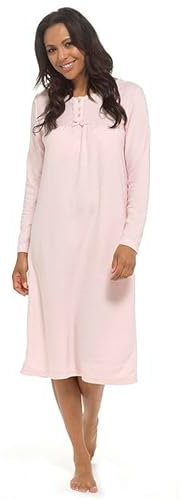 GM Apparel Camicia da notte da donna in pile stampato a maniche lunghe biancheria da notte invernale calda da notte da notte comoda da donna con design floreale, rosa, 18-20