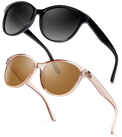 Myiaur 2 Pack Polarisierte Sonnenbrille Damen Trendige Cat-Eye Sonnenbrille mit UV400 Schutz Klassisches Retro Design