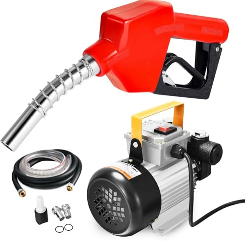 Pompe à diesel auto-amorçante 230 V 550 W Pompe à huile diesel 60 l/min Pompe de transfert électrique avec pistolet de distribution, tuyau, pompe diesel, pompe d'aspiration pour voiture,