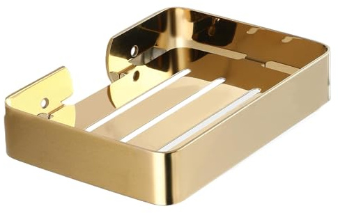 Porte-savon de douche mural, porte-savon robuste en acier inoxydable avec drain, porte-savon doré avec vis pour comptoir de cuisine de salle de bain, porte-savon en acier inoxydable, porte-savon doré