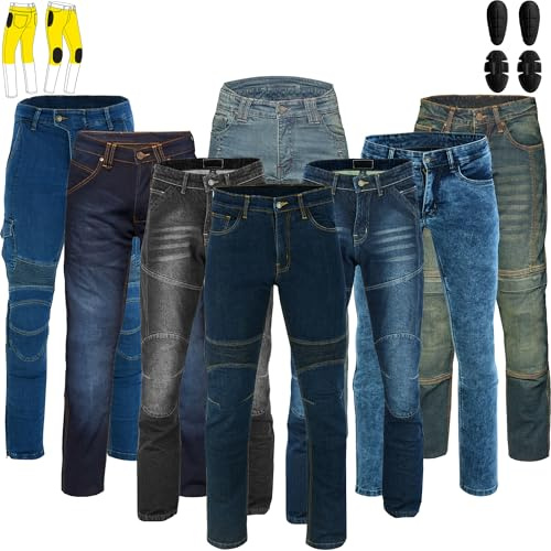 Hive Moto Motorcycle Pants for Men Motocross Riding Pants Motorbike Riding Denim Aramid Fiber Jeans with CE Armor Leg Protective (US, Waist Inseam, 30, 32, JN-10001 Blue)