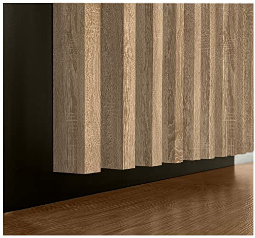 EmsCraft24 Akustikpaneele 1,904m² - 275cm x 68cm x 3.8cm - | Akustikpaneel | Lamellenverkleidung | Wandverkleidung | Akustikfilz | Wandpaneele auf filz (Eiche Sonoma)