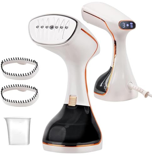 OKYUK Steamer Dampfglätter 1800W, Tragbarer Dampfglätter Konstante, Hemdenbügler, 320ml Dampfbügeleisen Tank, mit 2 Dampfbürste, für Zuhause, Büro, Reisen, Steam Iron Faltenentferner (Weiß)