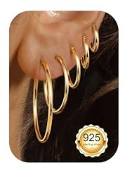 LOLIAS 5 Paar Creolen Silber 925 14K Gold Ohrringe Hypoallergen Leichte kleine mittel große Stapel ohrringe für mehrere Piercings 10/14/20/30/40mm