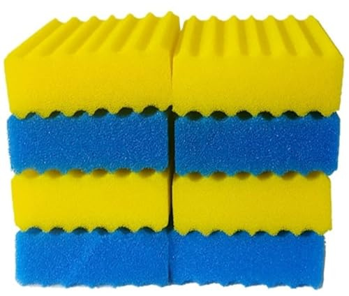 kychenBase CBF-350B Teichfilter Schwämme – Teichfilter Schwämme – Filtermatten für Teichfilter, Ersatz Filtermedien, Filterschwämme (4 x Blau Grob, 4 x Gelb)